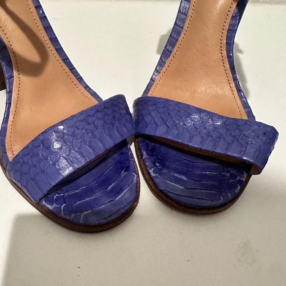 COACH Lexey Leather Snakeskin Chunky Open Toe Sandals Deep Marine Blue Size 8 - Picture 3 of 12